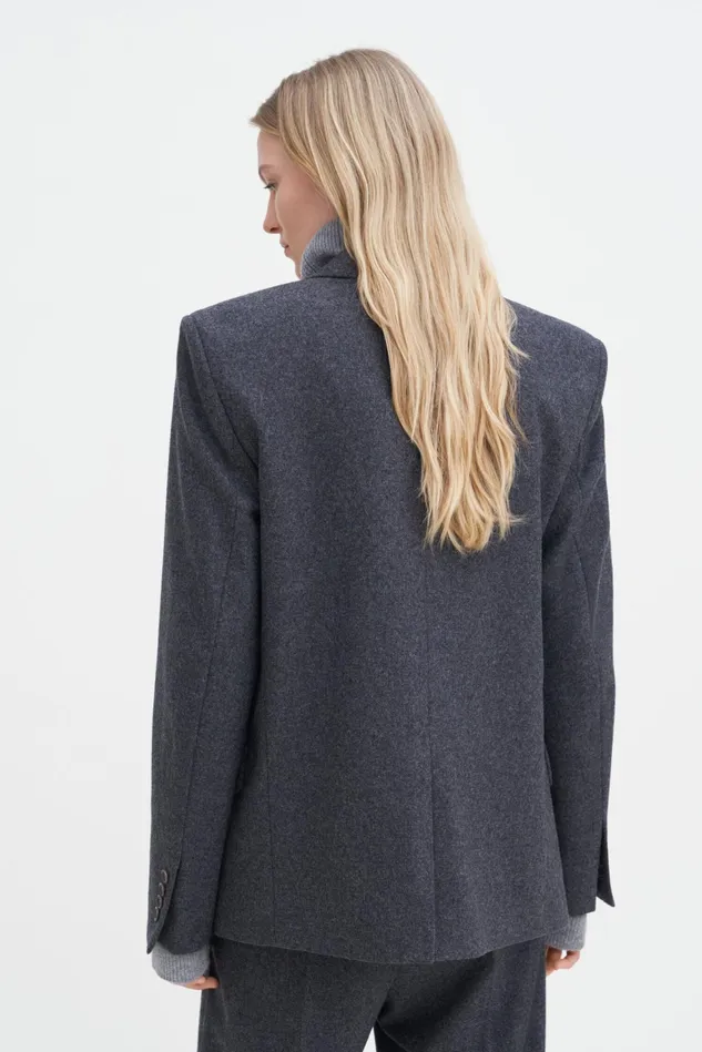 Women Straight Tailored Flannel Blazer Anthracite Melange Filippa K Blazers
