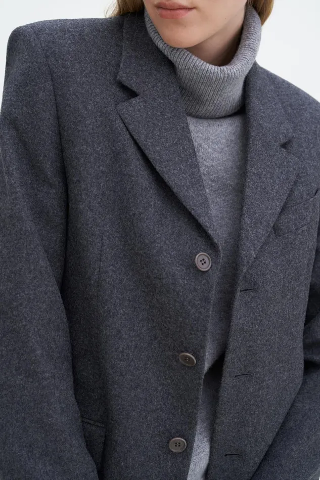 Women Straight Tailored Flannel Blazer Anthracite Melange Filippa K Blazers