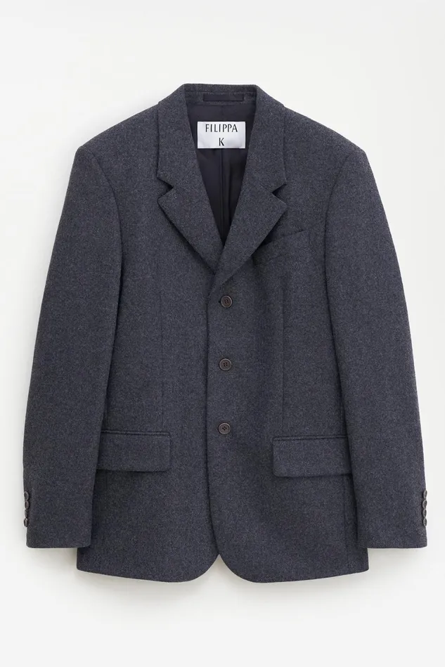 Women Straight Tailored Flannel Blazer Anthracite Melange Filippa K Blazers