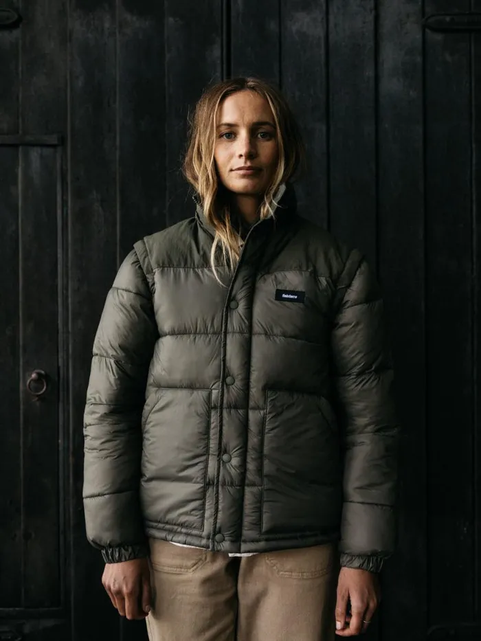 Women Stratos Modular Jacket Olive Finisterre Jackets Coats and Gilets