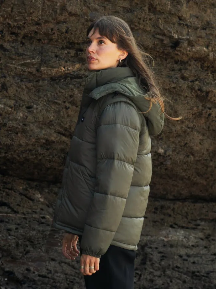 Women Stratos Modular Jacket Olive Finisterre Jackets Coats and Gilets