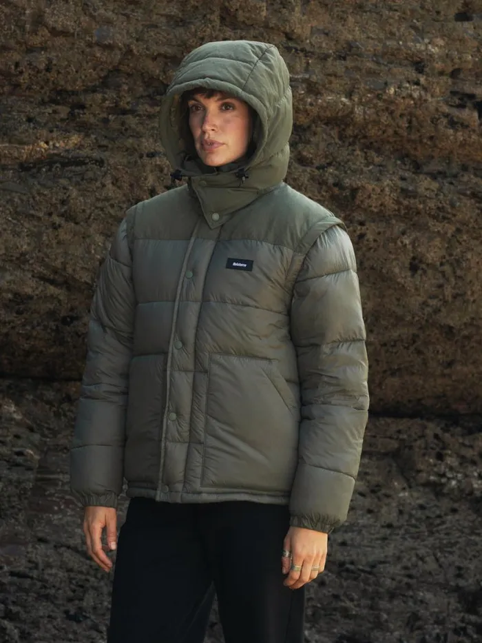 Women Stratos Modular Jacket Olive Finisterre Jackets Coats and Gilets