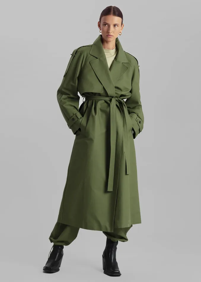 Women Suzanne Trench Coat 8211 Olive The Frankie Shop Outerwear