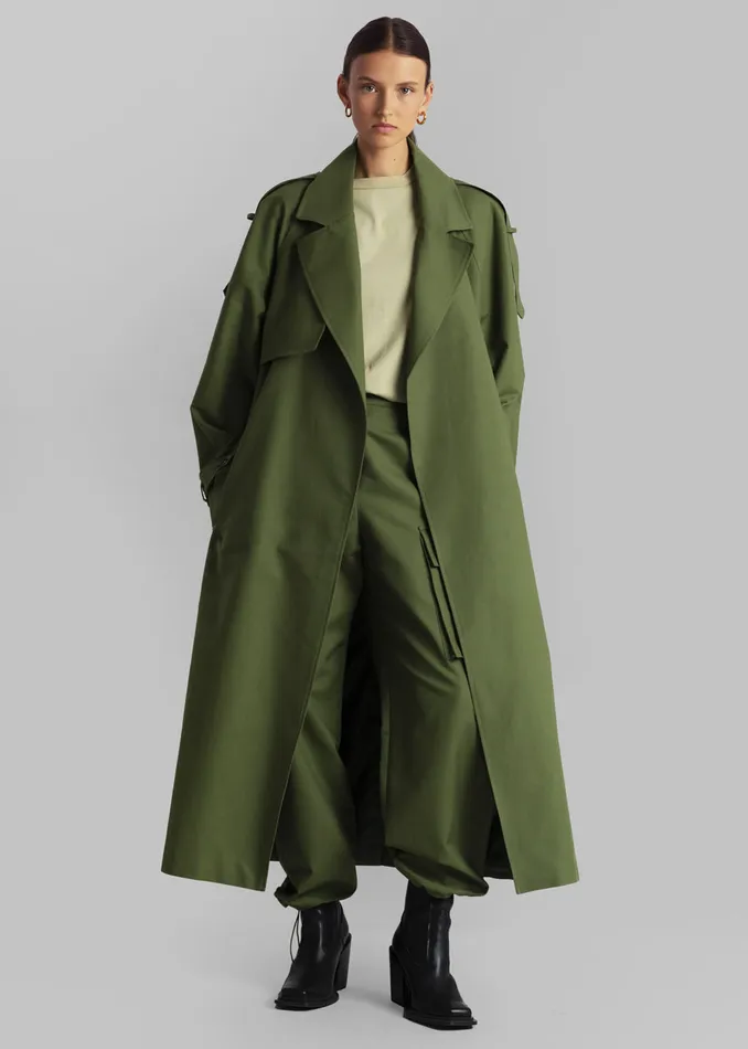 Women Suzanne Trench Coat 8211 Olive The Frankie Shop Outerwear