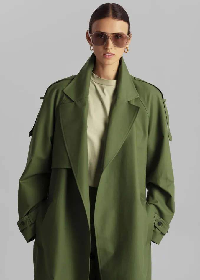 Women Suzanne Trench Coat 8211 Olive The Frankie Shop Outerwear