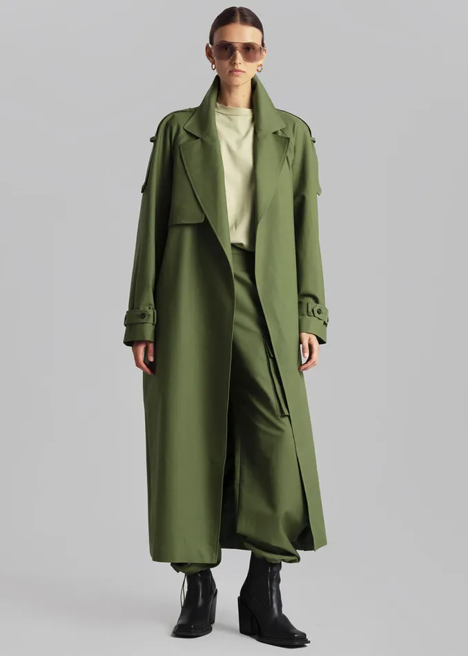 Women Suzanne Trench Coat 8211 Olive The Frankie Shop Outerwear