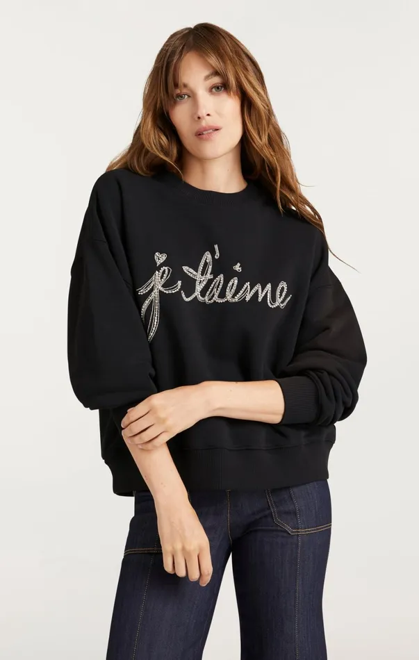Women Sweaters and Knits Cinq Sept Je T039aime Chain Brandy Pullover Black