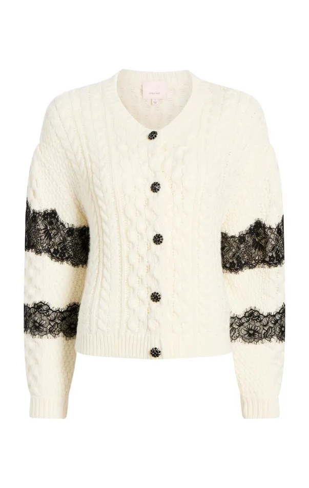 Women Sweaters and Knits Cinq Sept Louise Cardigan Ivoryblack