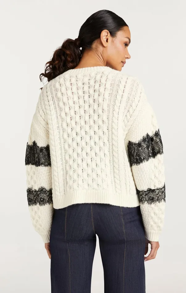 Women Sweaters and Knits Cinq Sept Louise Cardigan Ivoryblack