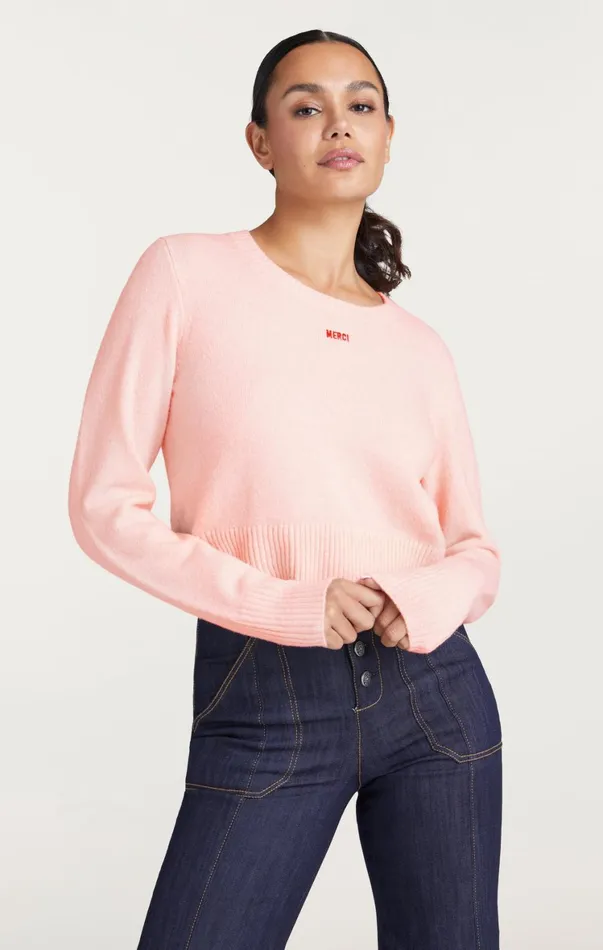 Women Sweaters and Knits Cinq Sept Merci Cropped Pullover Oleander