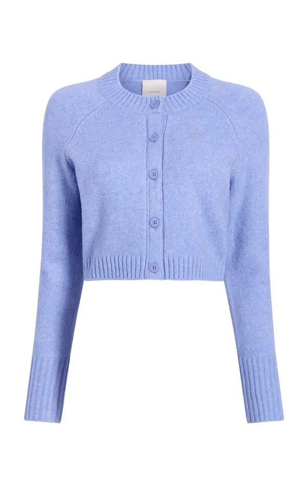 Women Sweaters and Knits Cinq Sept Rhinestone Smiley Millie Cardigan Pale Iris