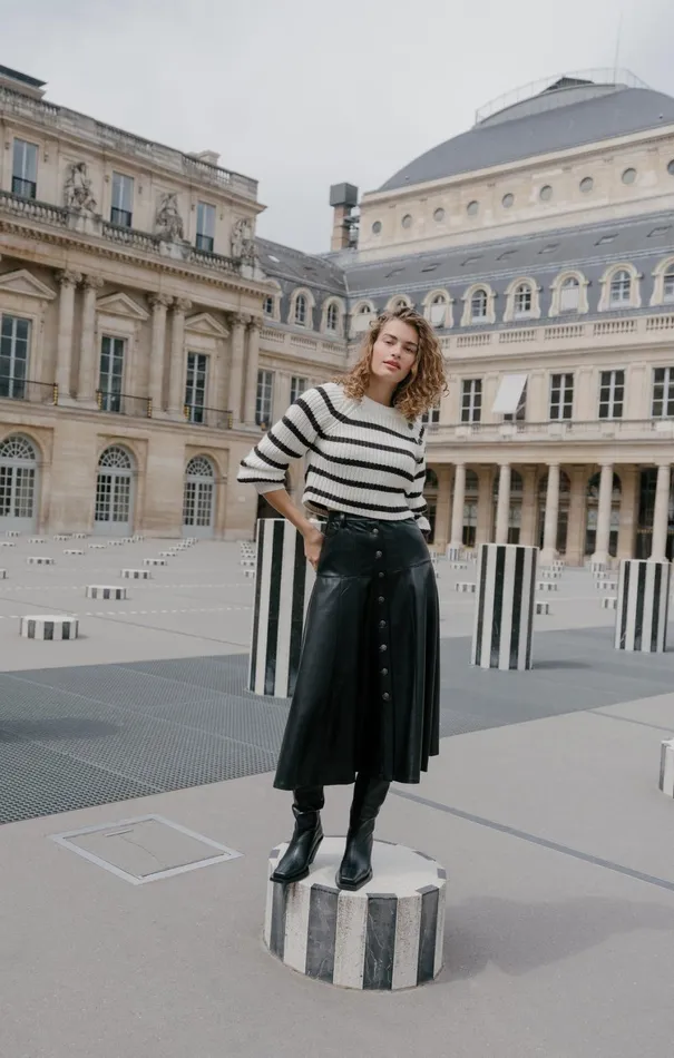 Women Sweaters and Knits Cinq Sept Striped Keren Pullover Ivoryblack