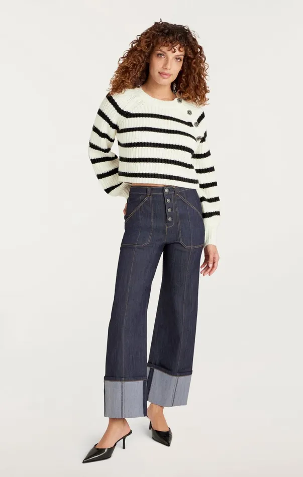 Women Sweaters and Knits Cinq Sept Striped Keren Pullover Ivoryblack