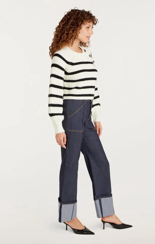 Women Sweaters and Knits Cinq Sept Striped Keren Pullover Ivoryblack