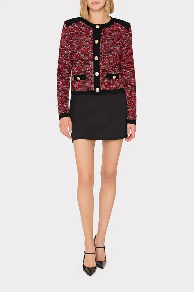 Women Sweaters and Knits Milly Kelly Textured Knit Cardigan Claret Women Sweaters and Knits Milly Kelly Textured Knit Cardigan Claret