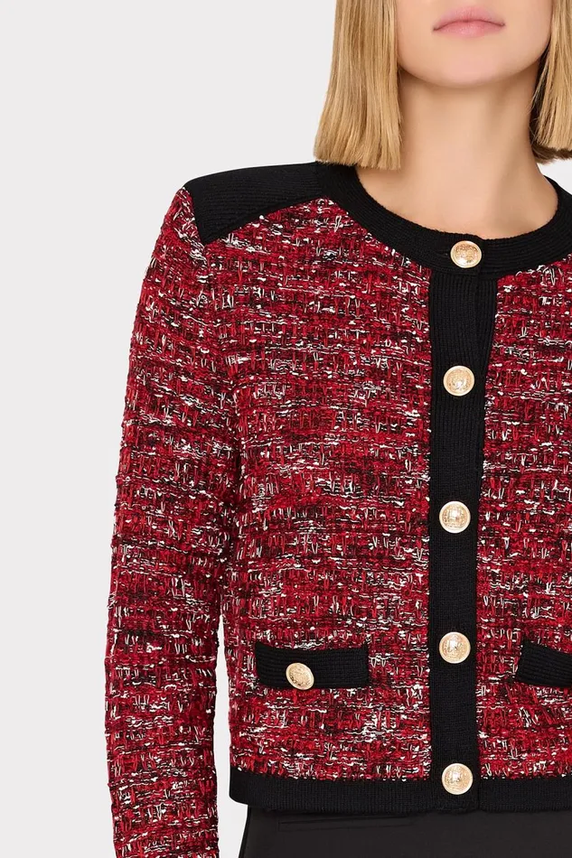 Women Sweaters and Knits Milly Kelly Textured Knit Cardigan Claret Women Sweaters and Knits Milly Kelly Textured Knit Cardigan Claret