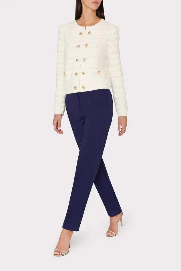 Women Sweaters and Knits Milly Textured Knit Cardigan Ecru