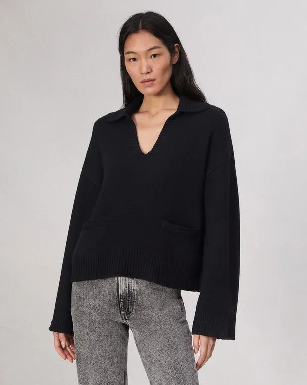 Women Sweaters and Sweatshirts Rag and Bone Danica Polo Sweater Black
