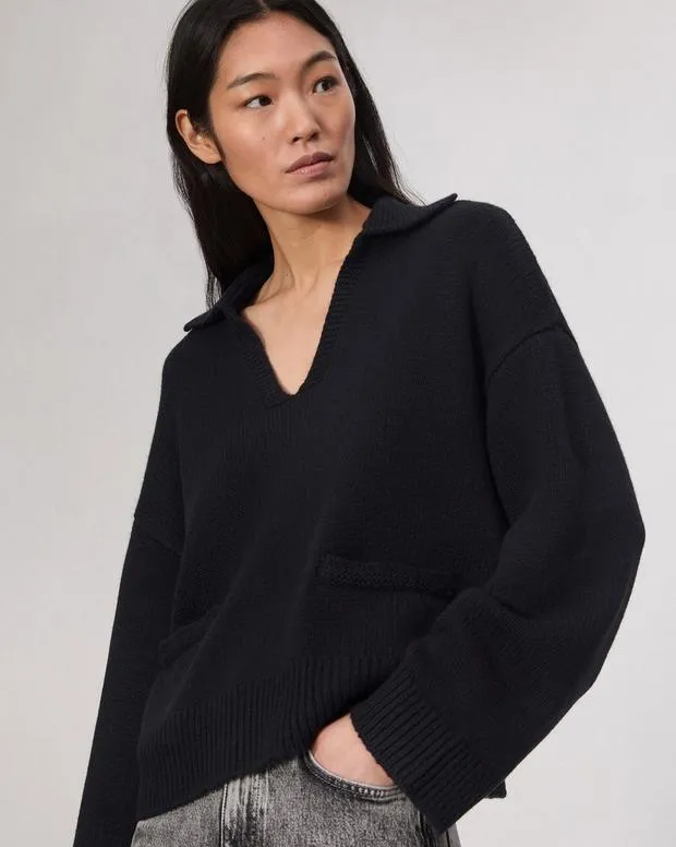 Women Sweaters and Sweatshirts Rag and Bone Danica Polo Sweater Black