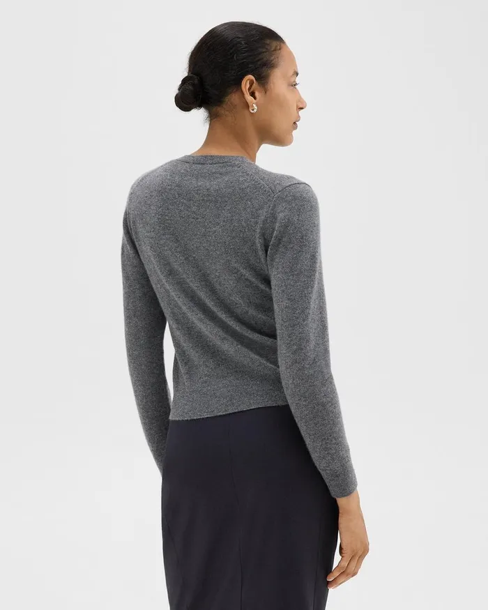 Women Sweaters Cardigans Theory Crewneck Cardigan In Cashmere Husky