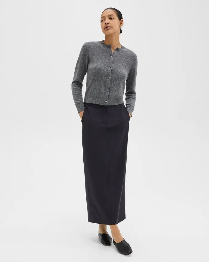 Women Sweaters Cardigans Theory Crewneck Cardigan In Cashmere Husky