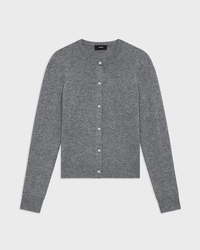 Women Sweaters Cardigans Theory Crewneck Cardigan In Cashmere Husky