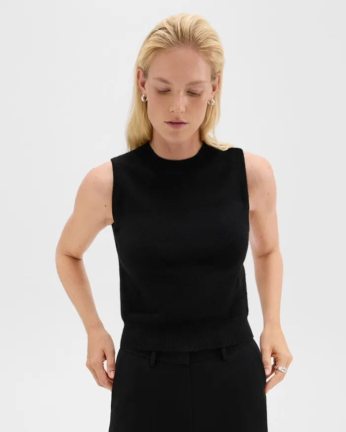 Women Sweaters Cardigans Theory Sweater Shell In Cashmere Black