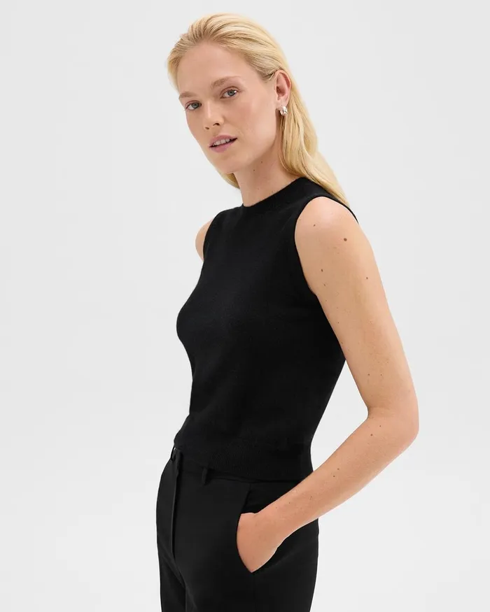 Women Sweaters Cardigans Theory Sweater Shell In Cashmere Black