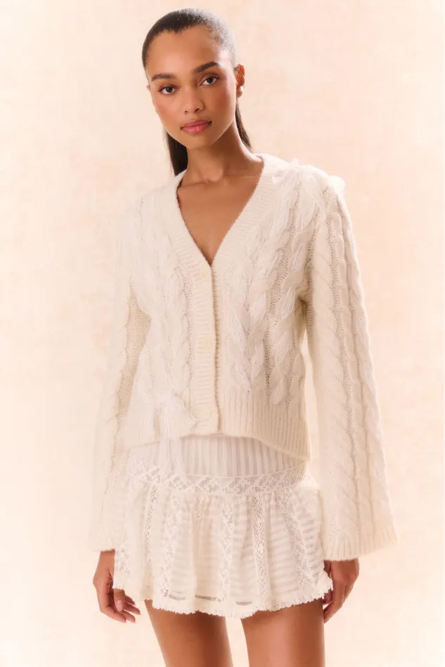 Women Sweaters LoveShackFancy Louella Wool Knit Cardigan Snow