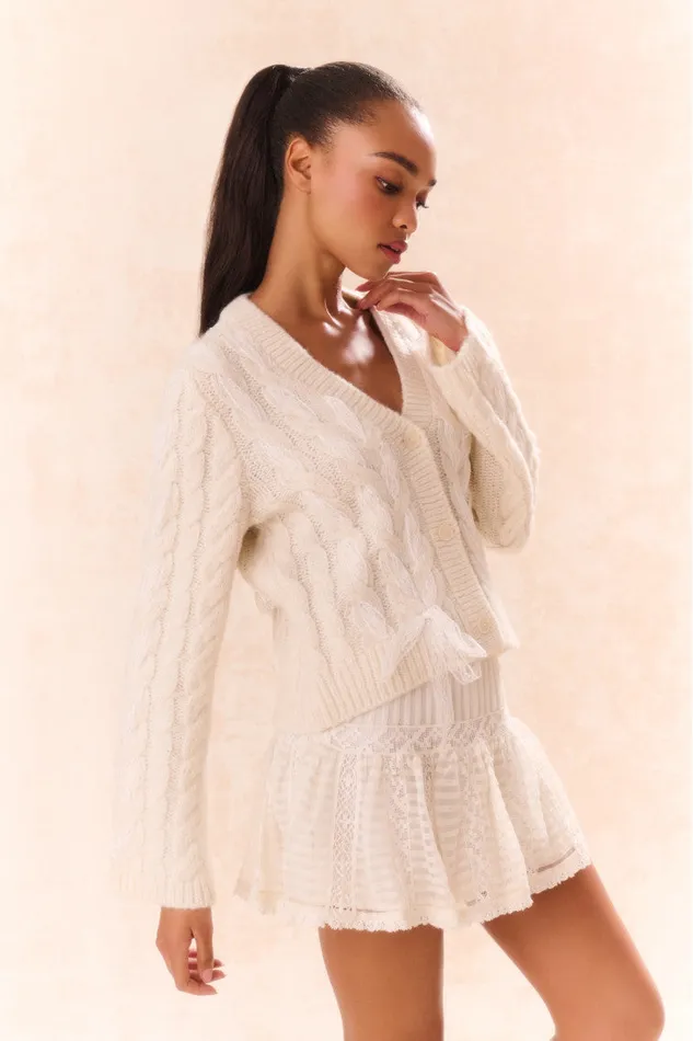 Women Sweaters LoveShackFancy Louella Wool Knit Cardigan Snow