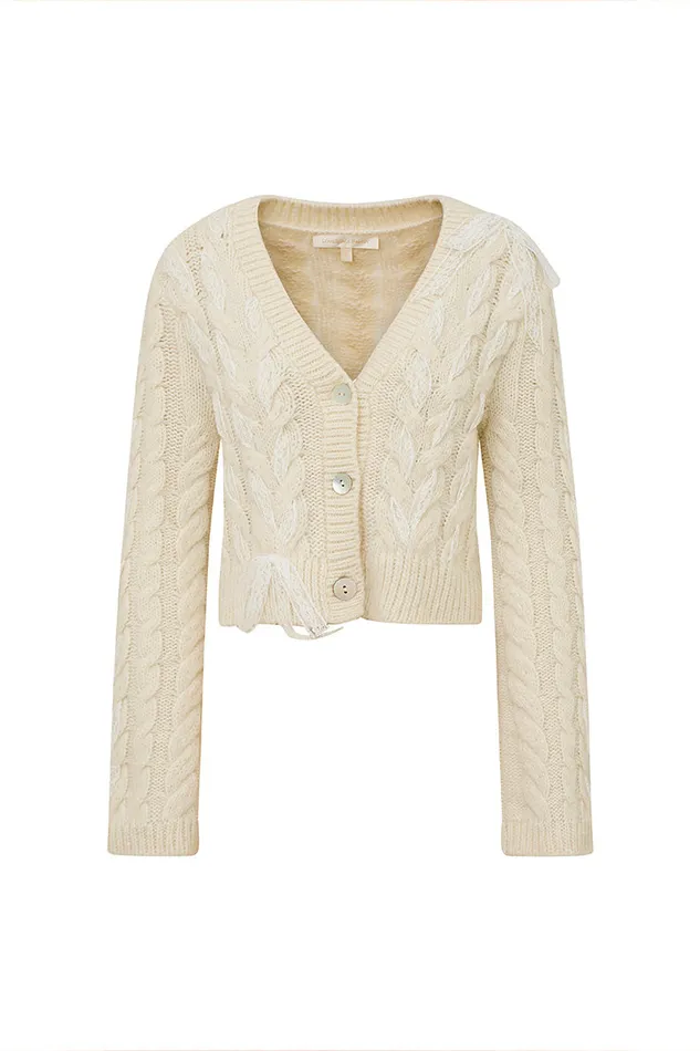 Women Sweaters LoveShackFancy Louella Wool Knit Cardigan Snow