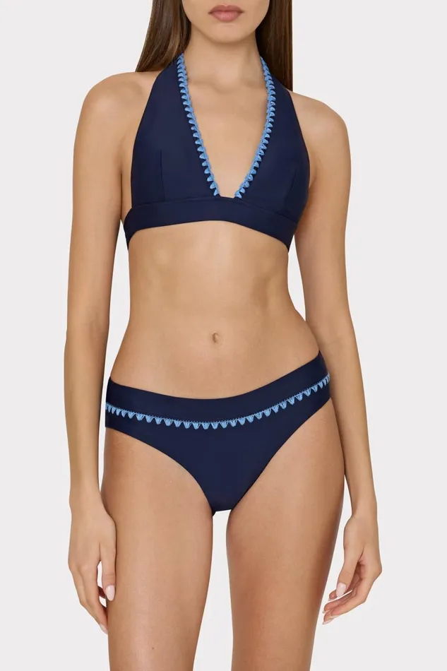 Women Swim and Coverups Milly Crochet Stitch Halter Bikini Top Navyblue Women Swim and Coverups Milly Crochet Stitch Halter Bikini Top Navyblue