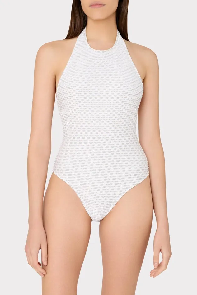 Women Swim and Coverups Milly Jackie Textured Waves Halter One Piece White Women Swim and Coverups Milly Jackie Textured Waves Halter One Piece White