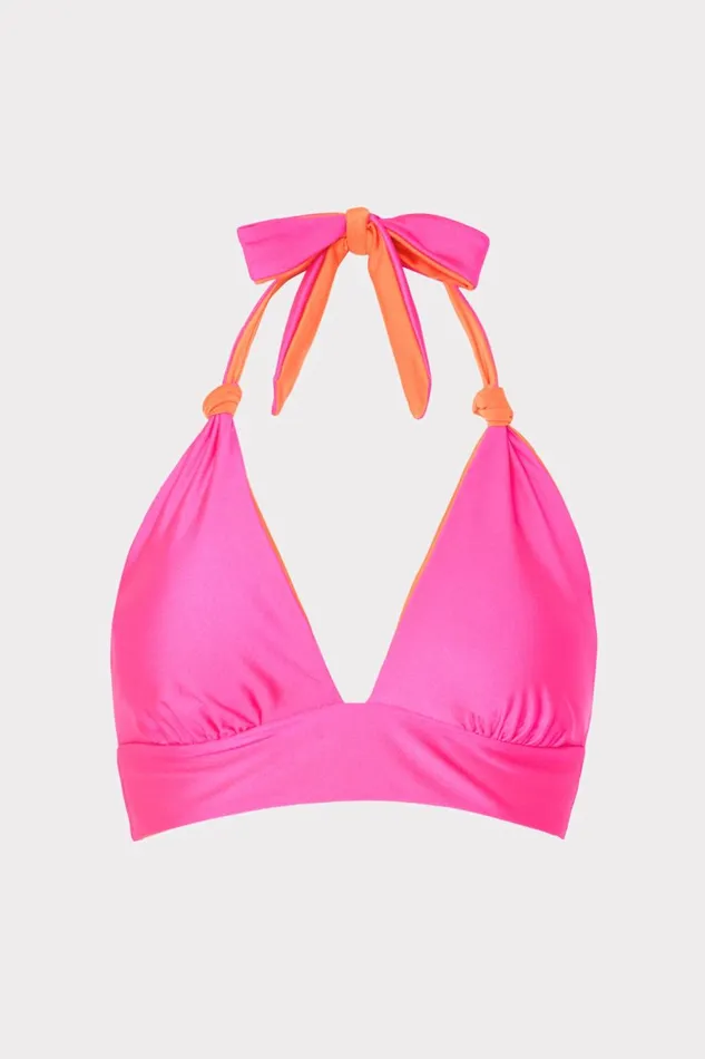 Women Swim and Coverups Milly Scala Reversible Bikini Top Pinkorange