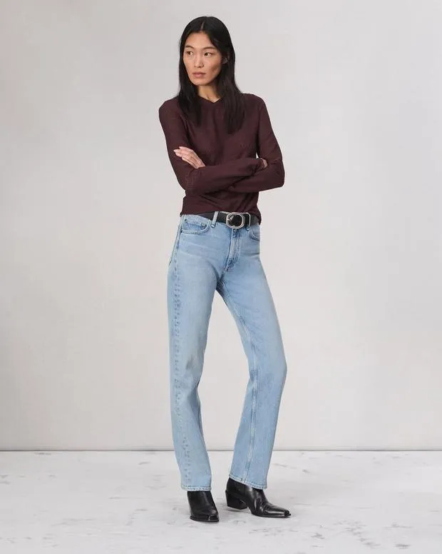 Women TShirts Rag and Bone Julia Textured Tee Dark Purple