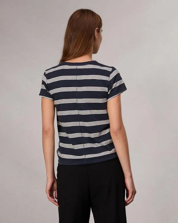 Women TShirts Rag and Bone The Slub Striped Tee Salute Ivory
