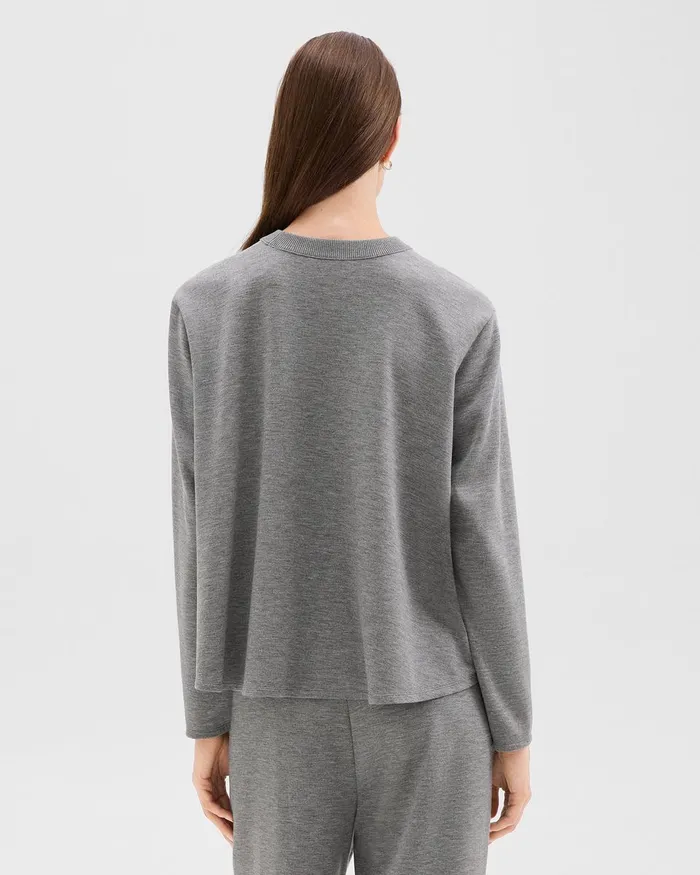 Women TShirts Tank Tops Theory ALine Sweatshirt In DoubleKnit Jersey Grey Meloat Mel