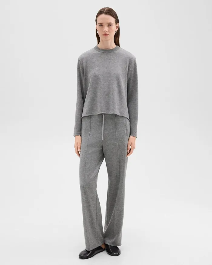 Women TShirts Tank Tops Theory ALine Sweatshirt In DoubleKnit Jersey Grey Meloat Mel
