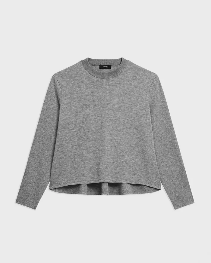 Women TShirts Tank Tops Theory ALine Sweatshirt In DoubleKnit Jersey Grey Meloat Mel