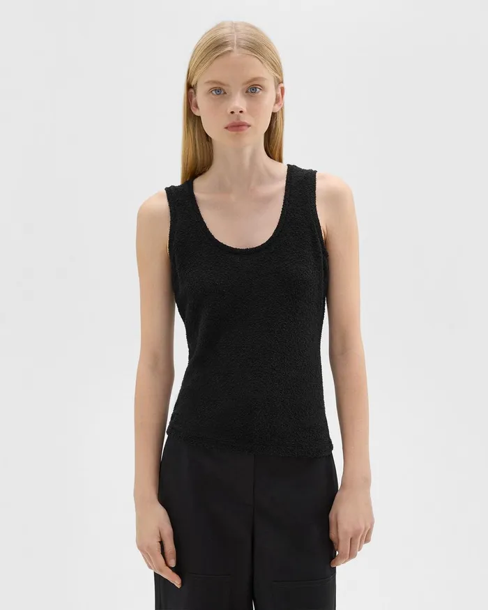Women TShirts Tank Tops Theory Tiny Tank In Boucleacute Jersey Black