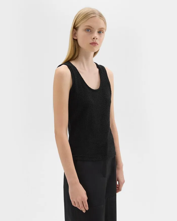 Women TShirts Tank Tops Theory Tiny Tank In Boucleacute Jersey Black