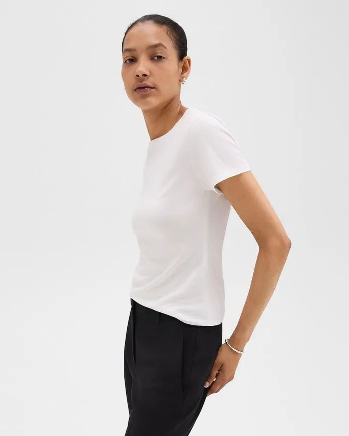 Women TShirts Tank Tops Theory Tiny Tee In Organic Cotton White