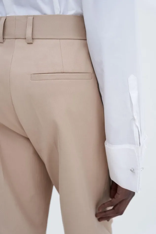 Women Tailored Cotton Trousers Sand Beige Filippa K Trousers