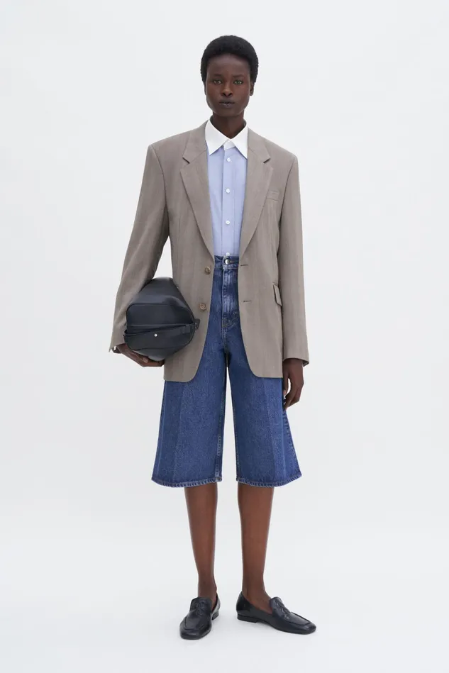 Women Tailored Herringbone Blazer Khaki Beige Filippa K Blazers