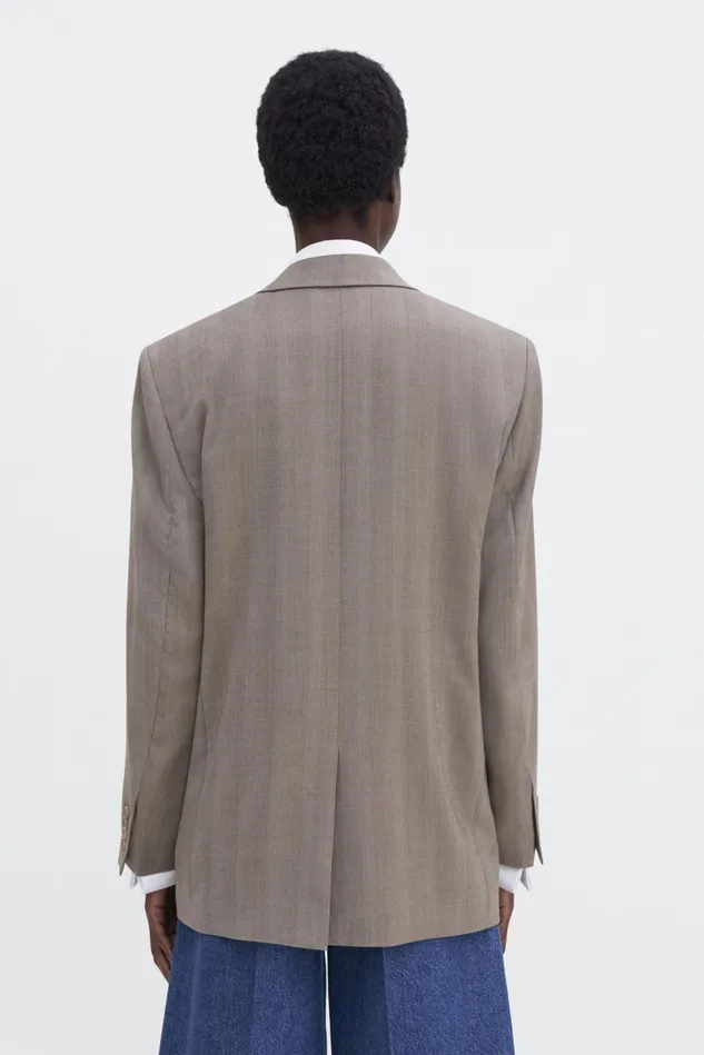 Women Tailored Herringbone Blazer Khaki Beige Filippa K Blazers