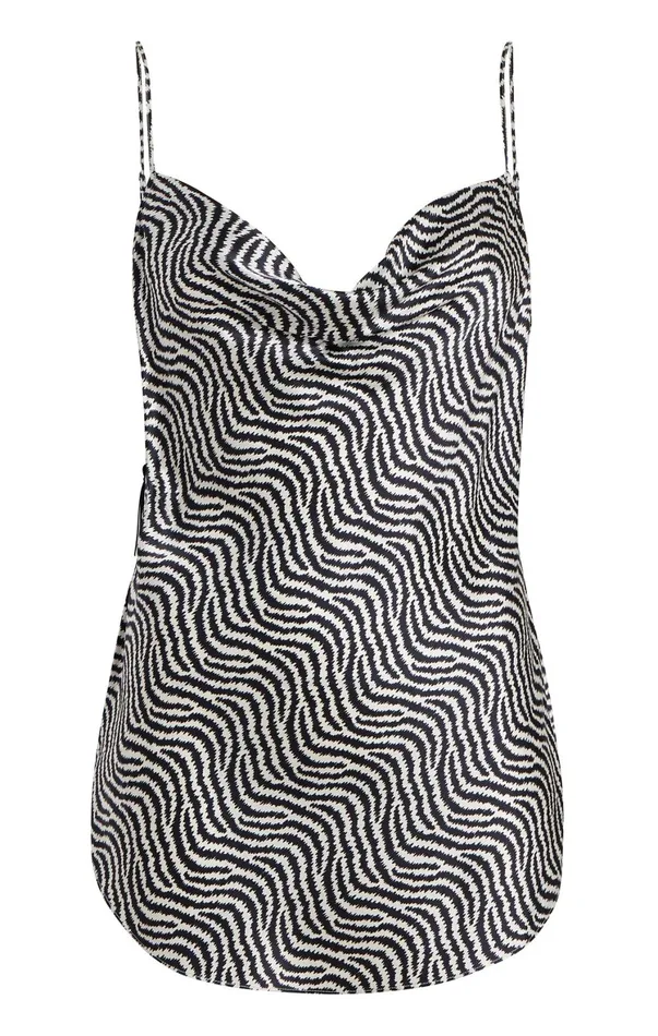 Women Tank Tops and Camisoles Cinq Sept Zebra Marta Cami Ivorynavy