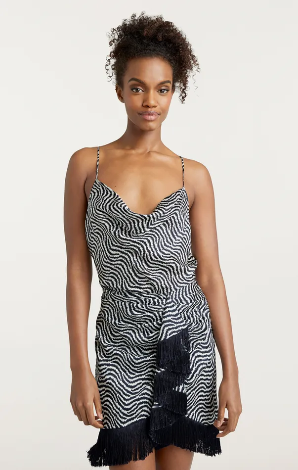Women Tank Tops and Camisoles Cinq Sept Zebra Marta Cami Ivorynavy