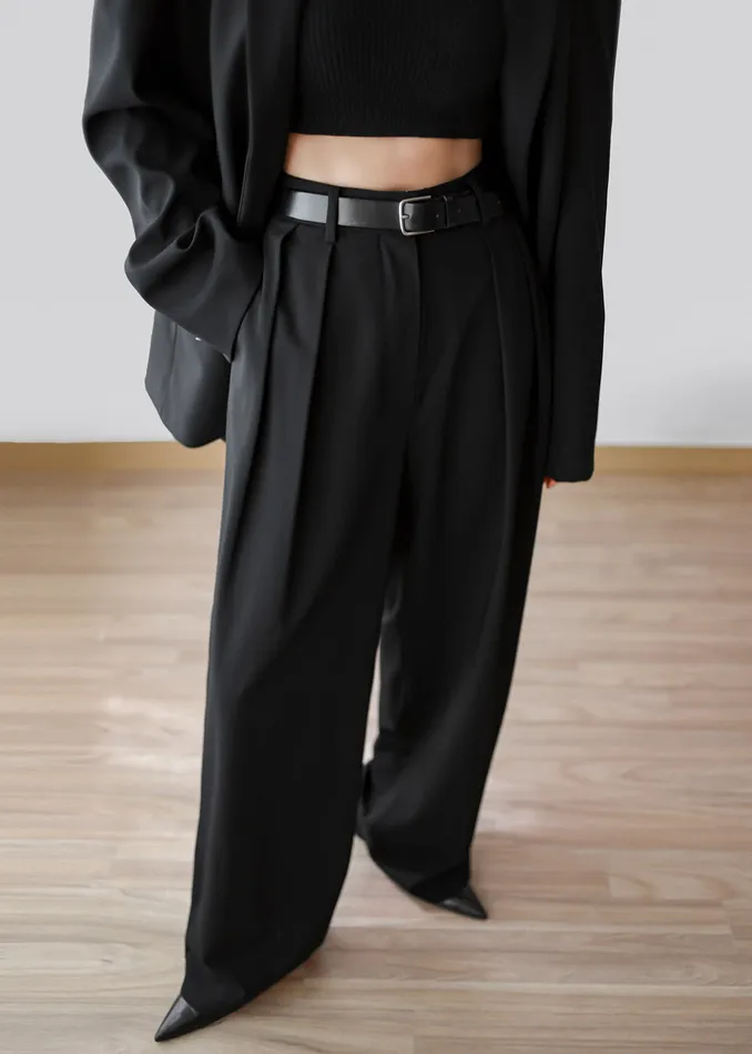 Women Tansy Pleated Trousers 8211 Black The Frankie Shop Bottoms