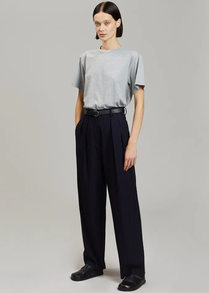 Women Tansy Pleated Trousers 8211 Navy Pinstripe The Frankie Shop Bottoms