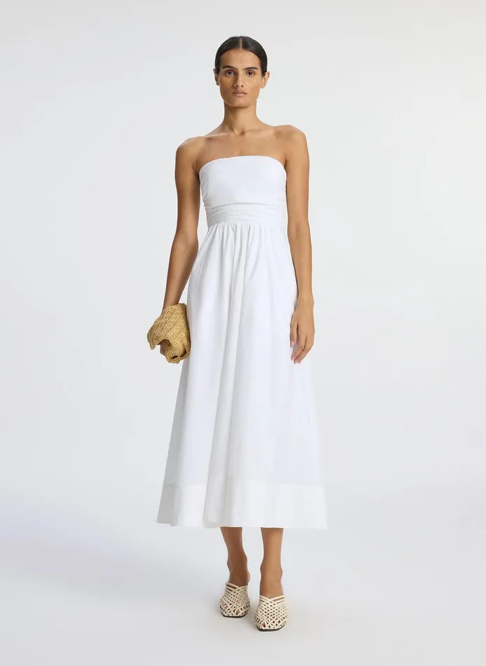 Women Tate Strapless Midi Dress White ALC Dresses
